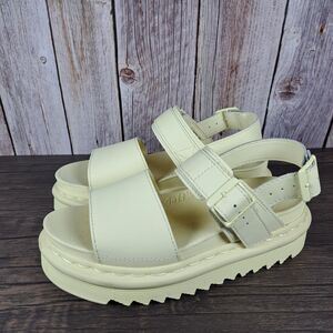 DR Martens Vass Mono Platform Chunky Leather Sandals Women's Sz 6 Pale Yellow